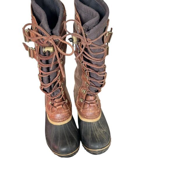 Sorel Women's Conquest Carly II waterproof Snow boots 11 Brown Suede Preppy - Picture 2 of 15